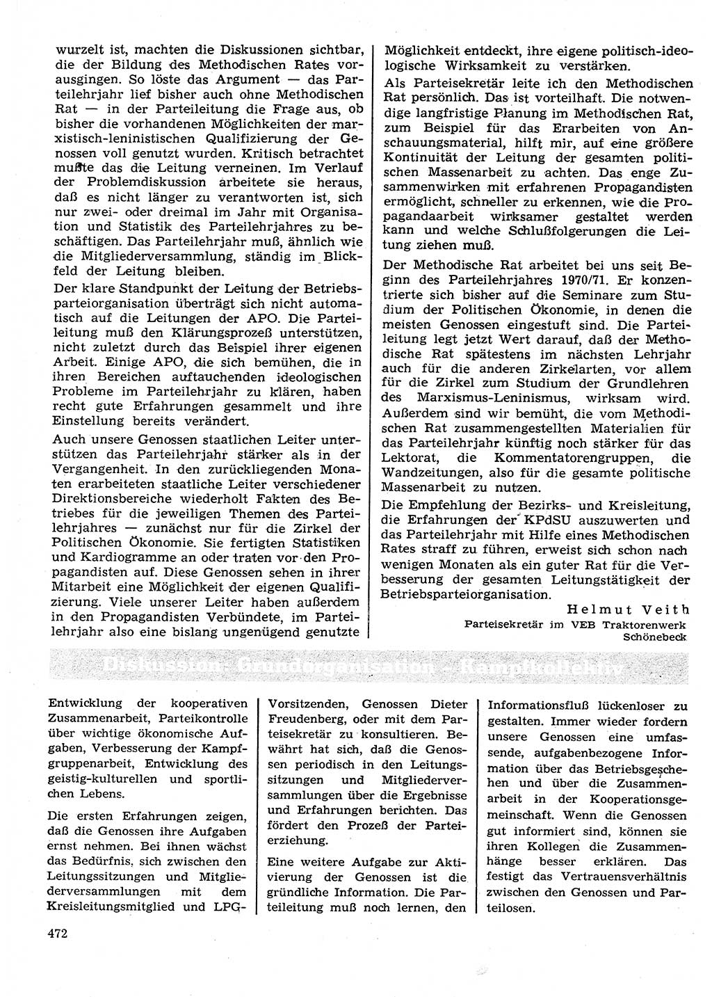 Neuer Weg (NW), Organ des Zentralkomitees (ZK) der SED (Sozialistische Einheitspartei Deutschlands) für Fragen des Parteilebens, 26. Jahrgang [Deutsche Demokratische Republik (DDR)] 1971, Seite 472 (NW ZK SED DDR 1971, S. 472)