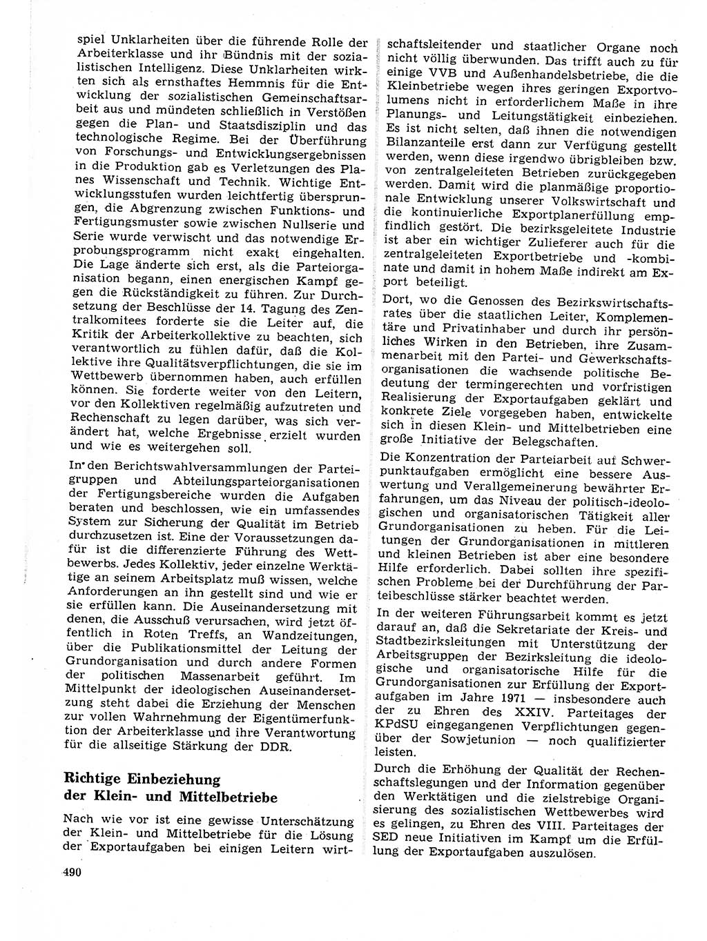 Neuer Weg (NW), Organ des Zentralkomitees (ZK) der SED (Sozialistische Einheitspartei Deutschlands) für Fragen des Parteilebens, 26. Jahrgang [Deutsche Demokratische Republik (DDR)] 1971, Seite 490 (NW ZK SED DDR 1971, S. 490)