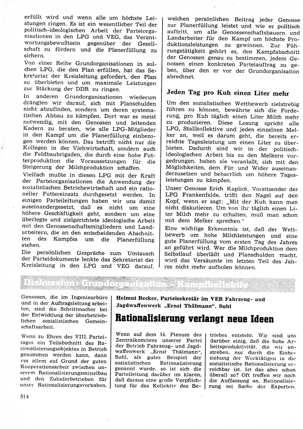 Neuer Weg (NW), Organ des Zentralkomitees (ZK) der SED (Sozialistische Einheitspartei Deutschlands) für Fragen des Parteilebens, 26. Jahrgang [Deutsche Demokratische Republik (DDR)] 1971, Seite 514 (NW ZK SED DDR 1971, S. 514)