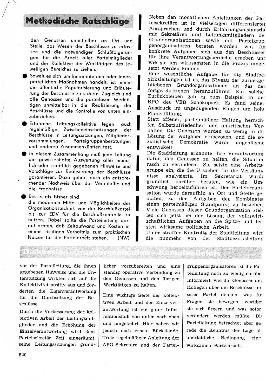 Neuer Weg (NW), Organ des Zentralkomitees (ZK) der SED (Sozialistische Einheitspartei Deutschlands) für Fragen des Parteilebens, 26. Jahrgang [Deutsche Demokratische Republik (DDR)] 1971, Seite 520 (NW ZK SED DDR 1971, S. 520)