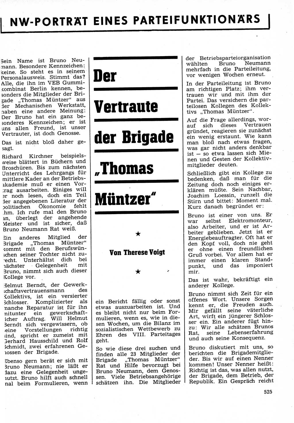 Neuer Weg (NW), Organ des Zentralkomitees (ZK) der SED (Sozialistische Einheitspartei Deutschlands) für Fragen des Parteilebens, 26. Jahrgang [Deutsche Demokratische Republik (DDR)] 1971, Seite 525 (NW ZK SED DDR 1971, S. 525)