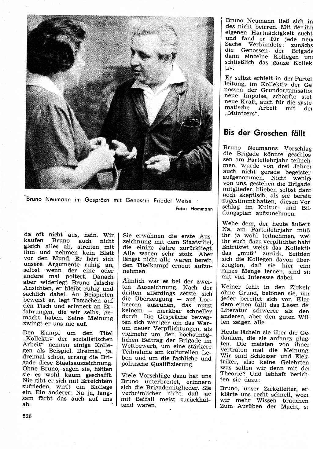 Neuer Weg (NW), Organ des Zentralkomitees (ZK) der SED (Sozialistische Einheitspartei Deutschlands) für Fragen des Parteilebens, 26. Jahrgang [Deutsche Demokratische Republik (DDR)] 1971, Seite 526 (NW ZK SED DDR 1971, S. 526)