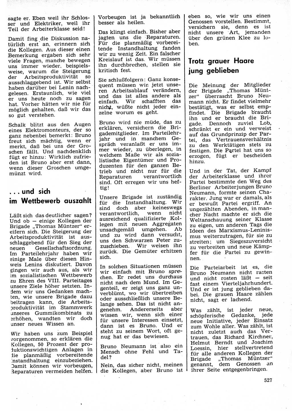 Neuer Weg (NW), Organ des Zentralkomitees (ZK) der SED (Sozialistische Einheitspartei Deutschlands) für Fragen des Parteilebens, 26. Jahrgang [Deutsche Demokratische Republik (DDR)] 1971, Seite 527 (NW ZK SED DDR 1971, S. 527)