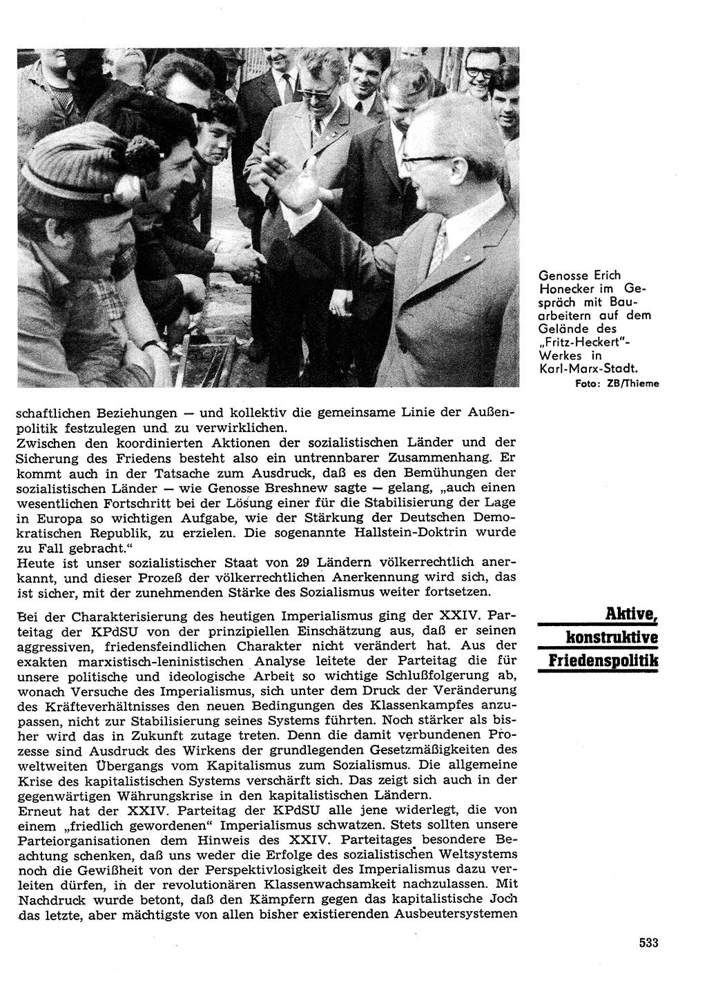 Neuer Weg (NW), Organ des Zentralkomitees (ZK) der SED (Sozialistische Einheitspartei Deutschlands) für Fragen des Parteilebens, 26. Jahrgang [Deutsche Demokratische Republik (DDR)] 1971, Seite 533 (NW ZK SED DDR 1971, S. 533)