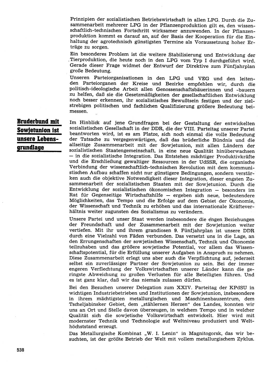 Neuer Weg (NW), Organ des Zentralkomitees (ZK) der SED (Sozialistische Einheitspartei Deutschlands) für Fragen des Parteilebens, 26. Jahrgang [Deutsche Demokratische Republik (DDR)] 1971, Seite 538 (NW ZK SED DDR 1971, S. 538)