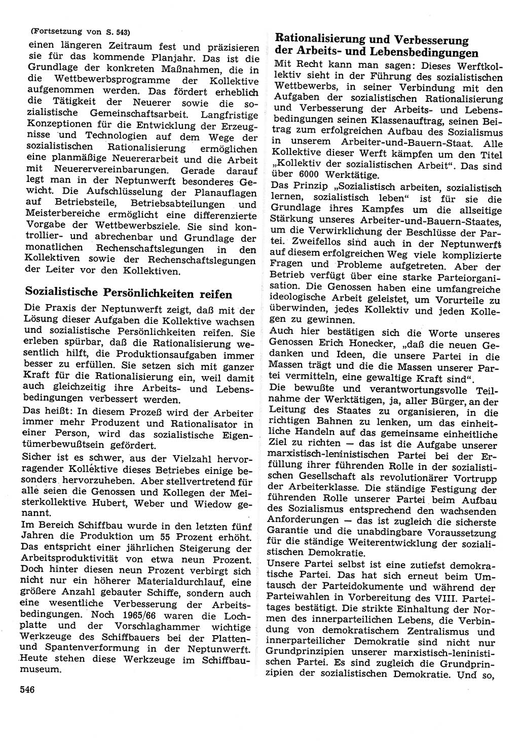 Neuer Weg (NW), Organ des Zentralkomitees (ZK) der SED (Sozialistische Einheitspartei Deutschlands) für Fragen des Parteilebens, 26. Jahrgang [Deutsche Demokratische Republik (DDR)] 1971, Seite 546 (NW ZK SED DDR 1971, S. 546)