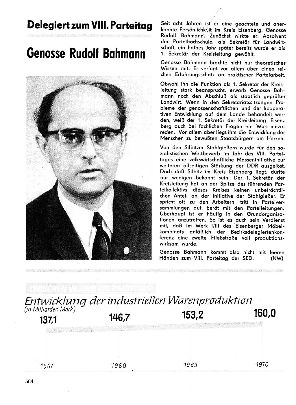 Neuer Weg (NW), Organ des Zentralkomitees (ZK) der SED (Sozialistische Einheitspartei Deutschlands) für Fragen des Parteilebens, 26. Jahrgang [Deutsche Demokratische Republik (DDR)] 1971, Seite 564 (NW ZK SED DDR 1971, S. 564)