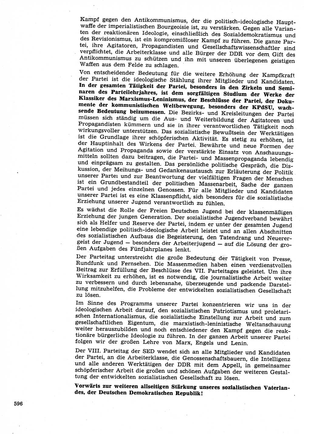 Neuer Weg (NW), Organ des Zentralkomitees (ZK) der SED (Sozialistische Einheitspartei Deutschlands) für Fragen des Parteilebens, 26. Jahrgang [Deutsche Demokratische Republik (DDR)] 1971, Seite 596 (NW ZK SED DDR 1971, S. 596)