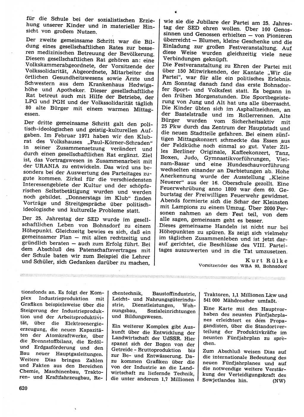 Neuer Weg (NW), Organ des Zentralkomitees (ZK) der SED (Sozialistische Einheitspartei Deutschlands) für Fragen des Parteilebens, 26. Jahrgang [Deutsche Demokratische Republik (DDR)] 1971, Seite 620 (NW ZK SED DDR 1971, S. 620)
