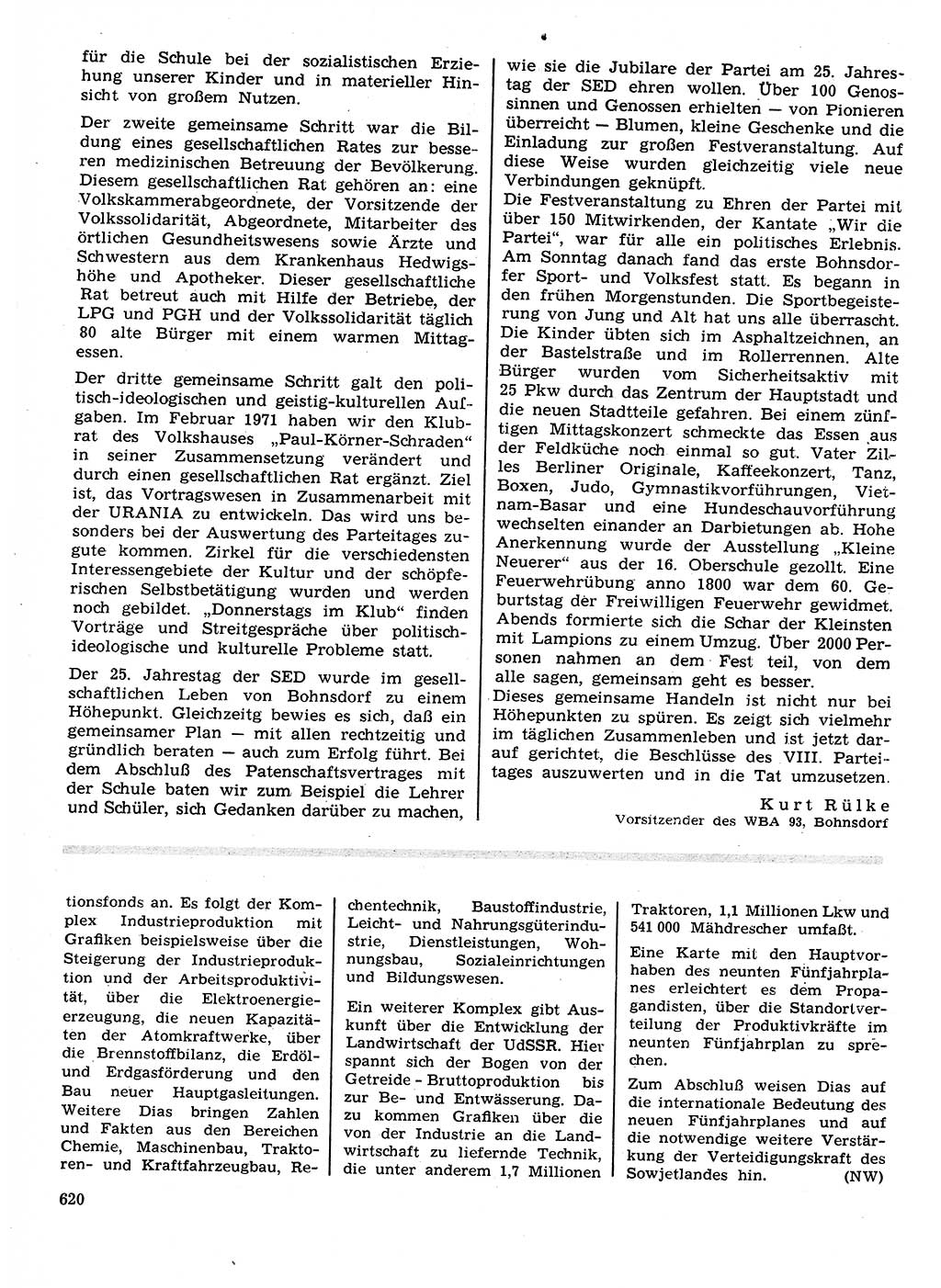 Neuer Weg (NW), Organ des Zentralkomitees (ZK) der SED (Sozialistische Einheitspartei Deutschlands) für Fragen des Parteilebens, 26. Jahrgang [Deutsche Demokratische Republik (DDR)] 1971, Seite 620 (NW ZK SED DDR 1971, S. 620)