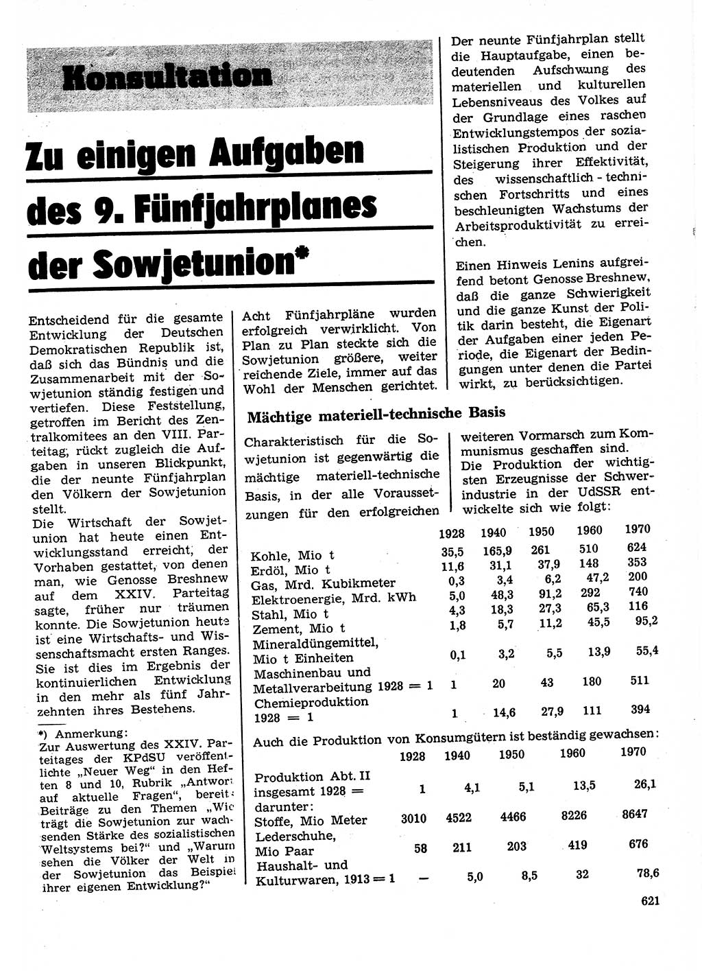 Neuer Weg (NW), Organ des Zentralkomitees (ZK) der SED (Sozialistische Einheitspartei Deutschlands) für Fragen des Parteilebens, 26. Jahrgang [Deutsche Demokratische Republik (DDR)] 1971, Seite 621 (NW ZK SED DDR 1971, S. 621)