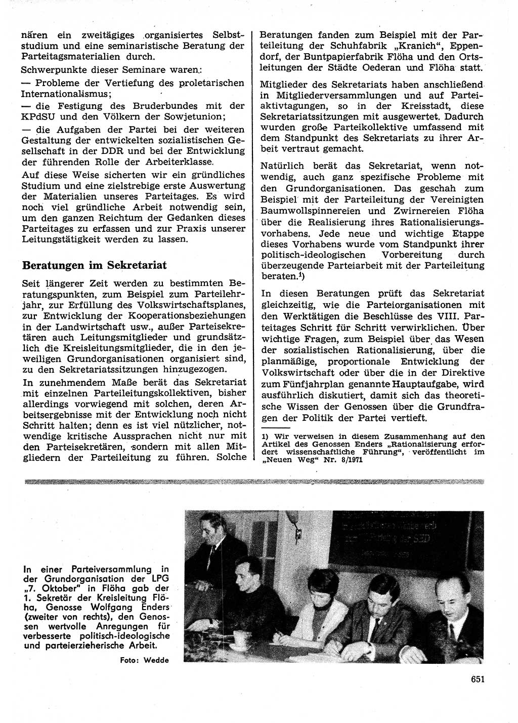 Neuer Weg (NW), Organ des Zentralkomitees (ZK) der SED (Sozialistische Einheitspartei Deutschlands) für Fragen des Parteilebens, 26. Jahrgang [Deutsche Demokratische Republik (DDR)] 1971, Seite 651 (NW ZK SED DDR 1971, S. 651)
