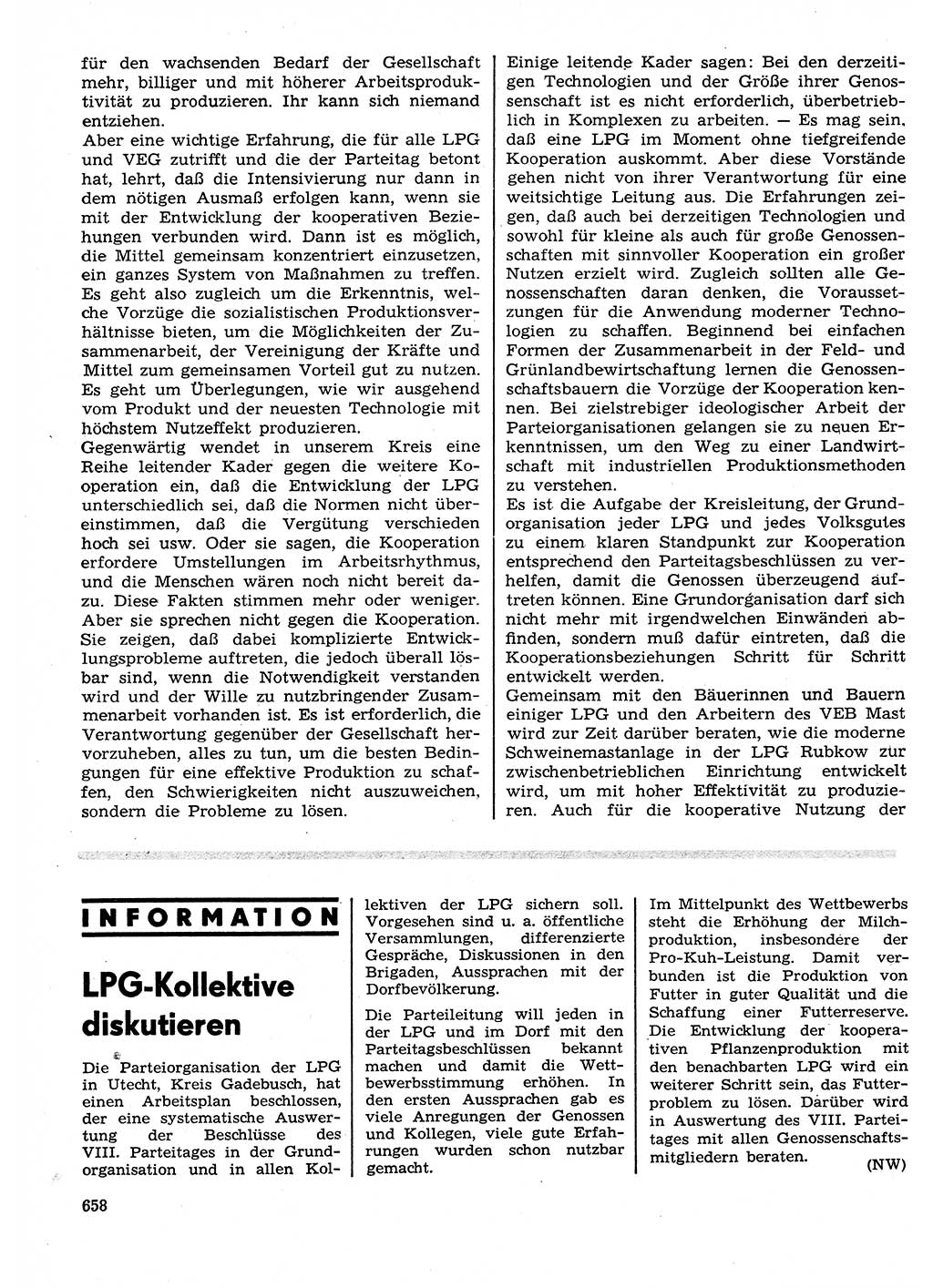 Neuer Weg (NW), Organ des Zentralkomitees (ZK) der SED (Sozialistische Einheitspartei Deutschlands) für Fragen des Parteilebens, 26. Jahrgang [Deutsche Demokratische Republik (DDR)] 1971, Seite 658 (NW ZK SED DDR 1971, S. 658)