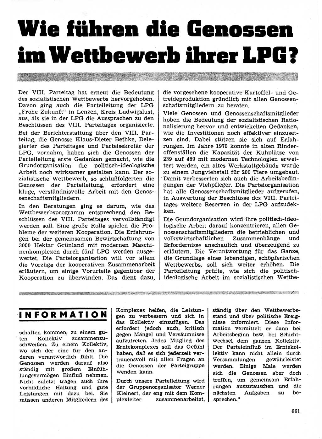 Neuer Weg (NW), Organ des Zentralkomitees (ZK) der SED (Sozialistische Einheitspartei Deutschlands) für Fragen des Parteilebens, 26. Jahrgang [Deutsche Demokratische Republik (DDR)] 1971, Seite 661 (NW ZK SED DDR 1971, S. 661)