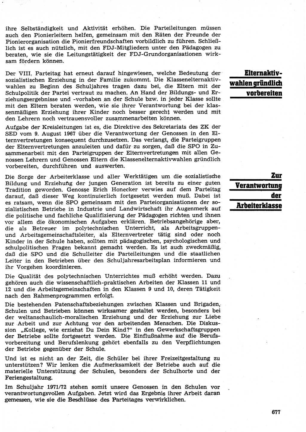 Neuer Weg (NW), Organ des Zentralkomitees (ZK) der SED (Sozialistische Einheitspartei Deutschlands) für Fragen des Parteilebens, 26. Jahrgang [Deutsche Demokratische Republik (DDR)] 1971, Seite 677 (NW ZK SED DDR 1971, S. 677)