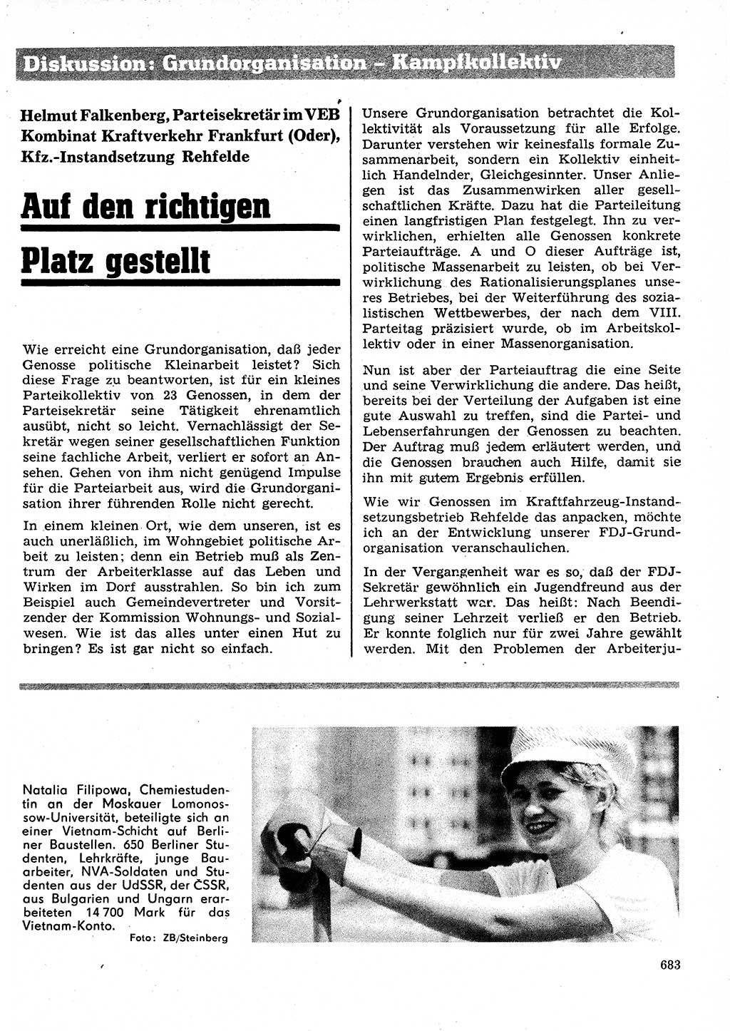 Neuer Weg (NW), Organ des Zentralkomitees (ZK) der SED (Sozialistische Einheitspartei Deutschlands) für Fragen des Parteilebens, 26. Jahrgang [Deutsche Demokratische Republik (DDR)] 1971, Seite 683 (NW ZK SED DDR 1971, S. 683)