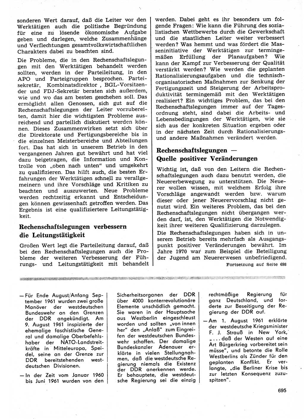 Neuer Weg (NW), Organ des Zentralkomitees (ZK) der SED (Sozialistische Einheitspartei Deutschlands) für Fragen des Parteilebens, 26. Jahrgang [Deutsche Demokratische Republik (DDR)] 1971, Seite 695 (NW ZK SED DDR 1971, S. 695)