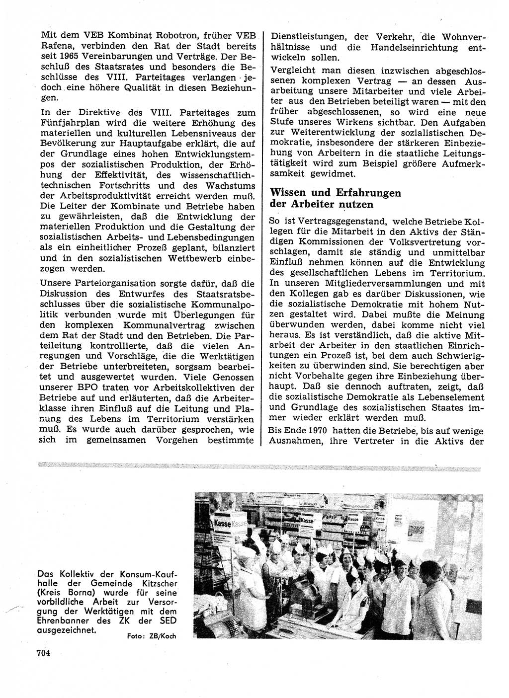 Neuer Weg (NW), Organ des Zentralkomitees (ZK) der SED (Sozialistische Einheitspartei Deutschlands) für Fragen des Parteilebens, 26. Jahrgang [Deutsche Demokratische Republik (DDR)] 1971, Seite 704 (NW ZK SED DDR 1971, S. 704)