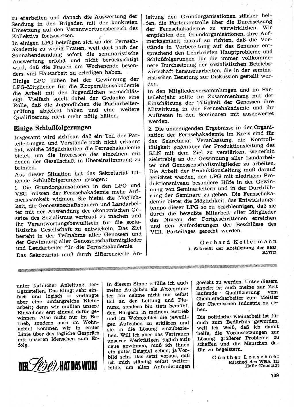 Neuer Weg (NW), Organ des Zentralkomitees (ZK) der SED (Sozialistische Einheitspartei Deutschlands) für Fragen des Parteilebens, 26. Jahrgang [Deutsche Demokratische Republik (DDR)] 1971, Seite 709 (NW ZK SED DDR 1971, S. 709)
