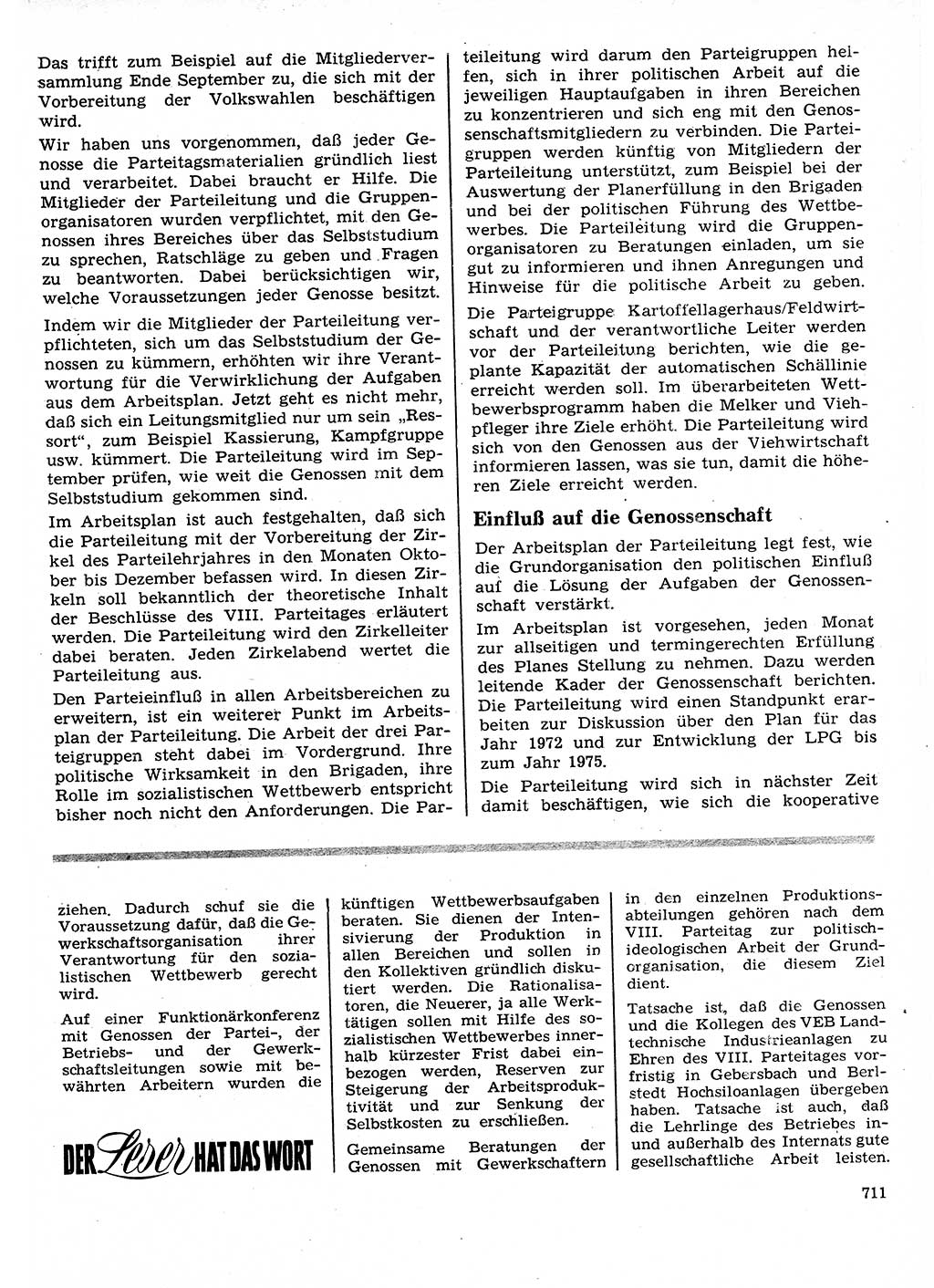 Neuer Weg (NW), Organ des Zentralkomitees (ZK) der SED (Sozialistische Einheitspartei Deutschlands) für Fragen des Parteilebens, 26. Jahrgang [Deutsche Demokratische Republik (DDR)] 1971, Seite 711 (NW ZK SED DDR 1971, S. 711)