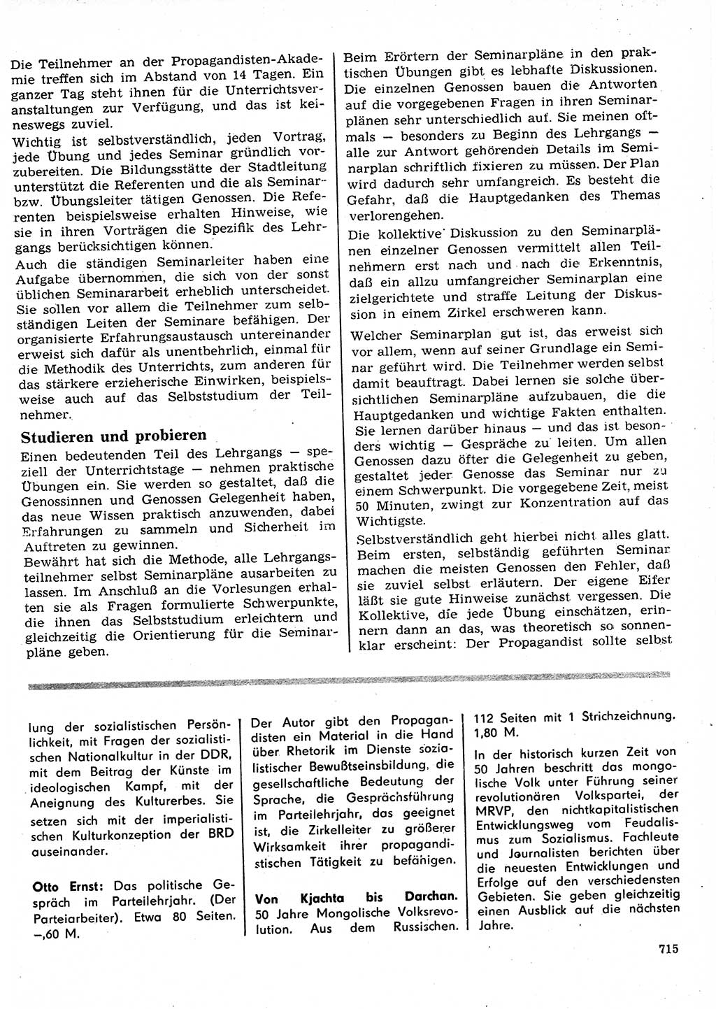Neuer Weg (NW), Organ des Zentralkomitees (ZK) der SED (Sozialistische Einheitspartei Deutschlands) für Fragen des Parteilebens, 26. Jahrgang [Deutsche Demokratische Republik (DDR)] 1971, Seite 715 (NW ZK SED DDR 1971, S. 715)