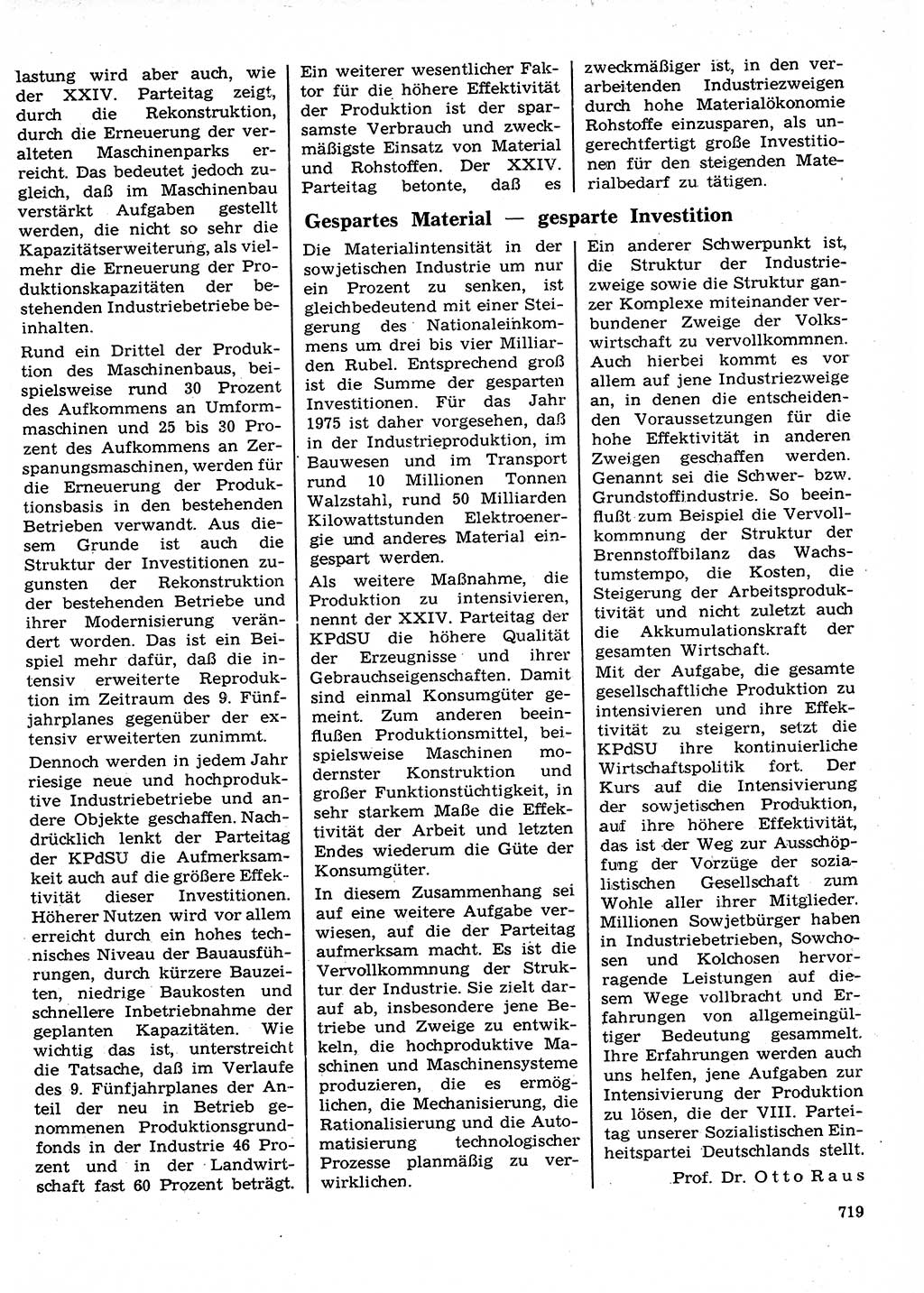 Neuer Weg (NW), Organ des Zentralkomitees (ZK) der SED (Sozialistische Einheitspartei Deutschlands) für Fragen des Parteilebens, 26. Jahrgang [Deutsche Demokratische Republik (DDR)] 1971, Seite 719 (NW ZK SED DDR 1971, S. 719)
