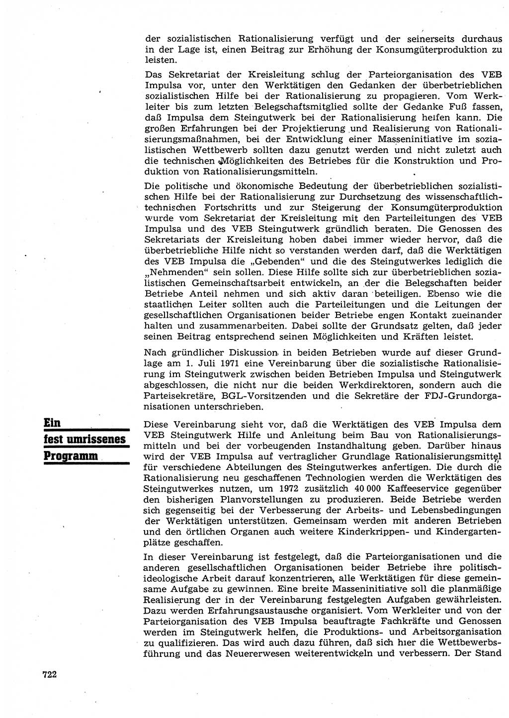 Neuer Weg (NW), Organ des Zentralkomitees (ZK) der SED (Sozialistische Einheitspartei Deutschlands) für Fragen des Parteilebens, 26. Jahrgang [Deutsche Demokratische Republik (DDR)] 1971, Seite 722 (NW ZK SED DDR 1971, S. 722)