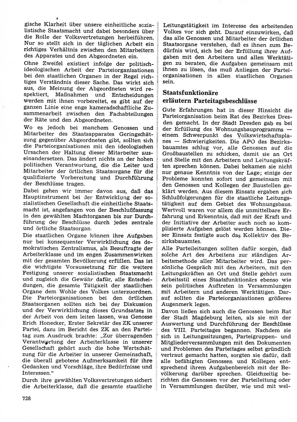Neuer Weg (NW), Organ des Zentralkomitees (ZK) der SED (Sozialistische Einheitspartei Deutschlands) für Fragen des Parteilebens, 26. Jahrgang [Deutsche Demokratische Republik (DDR)] 1971, Seite 728 (NW ZK SED DDR 1971, S. 728)