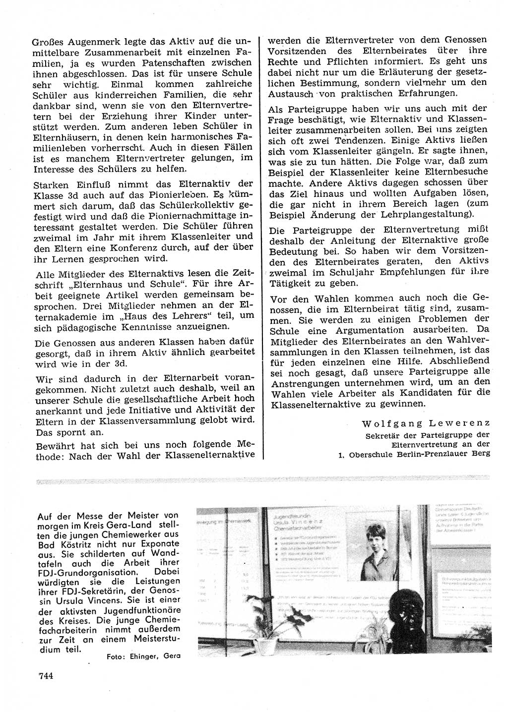 Neuer Weg (NW), Organ des Zentralkomitees (ZK) der SED (Sozialistische Einheitspartei Deutschlands) für Fragen des Parteilebens, 26. Jahrgang [Deutsche Demokratische Republik (DDR)] 1971, Seite 744 (NW ZK SED DDR 1971, S. 744)