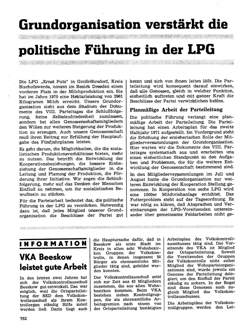 Neuer Weg (NW), Organ des Zentralkomitees (ZK) der SED (Sozialistische Einheitspartei Deutschlands) für Fragen des Parteilebens, 26. Jahrgang [Deutsche Demokratische Republik (DDR)] 1971, Seite 762 (NW ZK SED DDR 1971, S. 762)