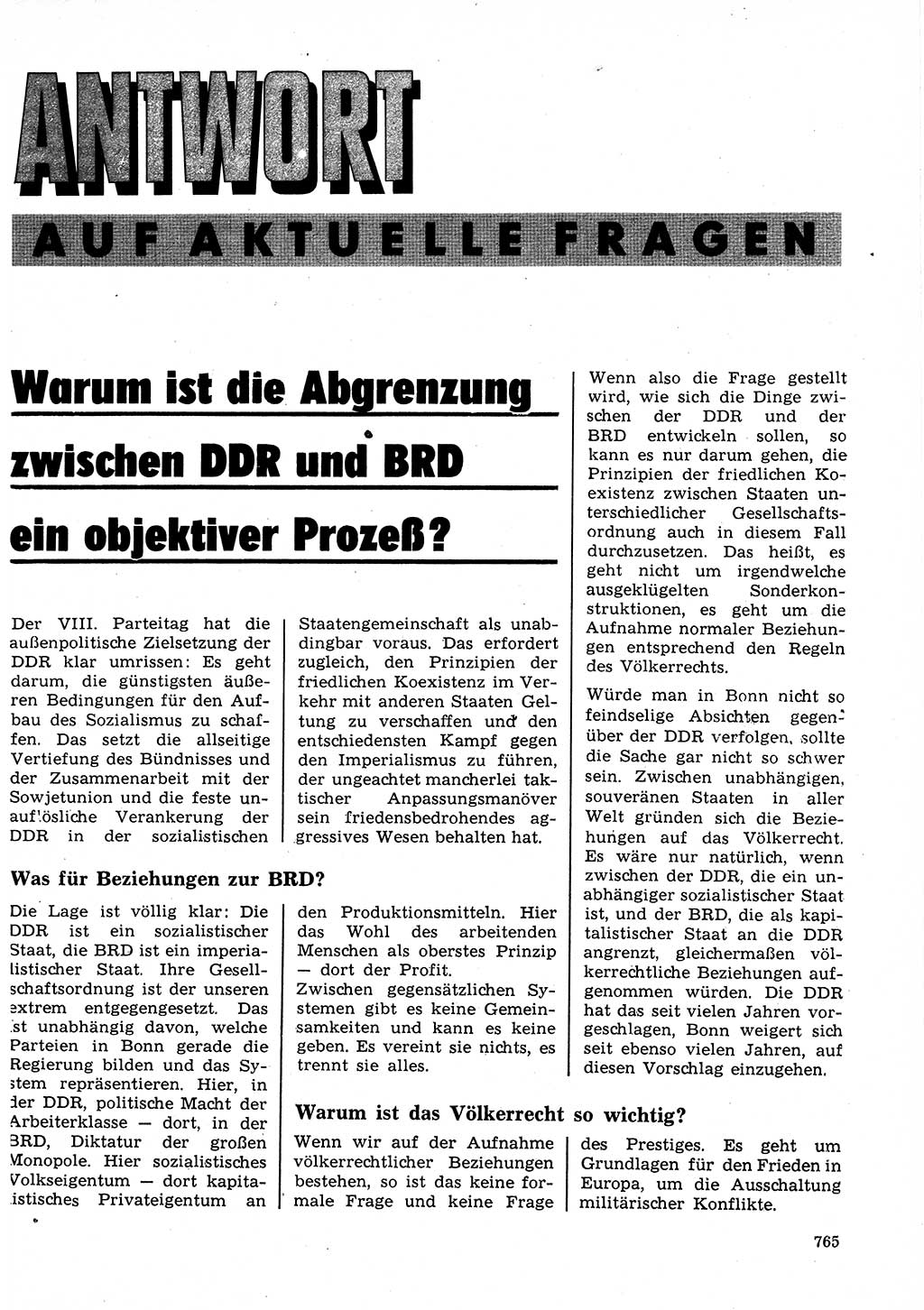 Neuer Weg (NW), Organ des Zentralkomitees (ZK) der SED (Sozialistische Einheitspartei Deutschlands) für Fragen des Parteilebens, 26. Jahrgang [Deutsche Demokratische Republik (DDR)] 1971, Seite 765 (NW ZK SED DDR 1971, S. 765)