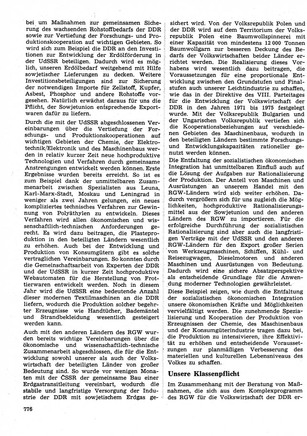 Neuer Weg (NW), Organ des Zentralkomitees (ZK) der SED (Sozialistische Einheitspartei Deutschlands) für Fragen des Parteilebens, 26. Jahrgang [Deutsche Demokratische Republik (DDR)] 1971, Seite 776 (NW ZK SED DDR 1971, S. 776)