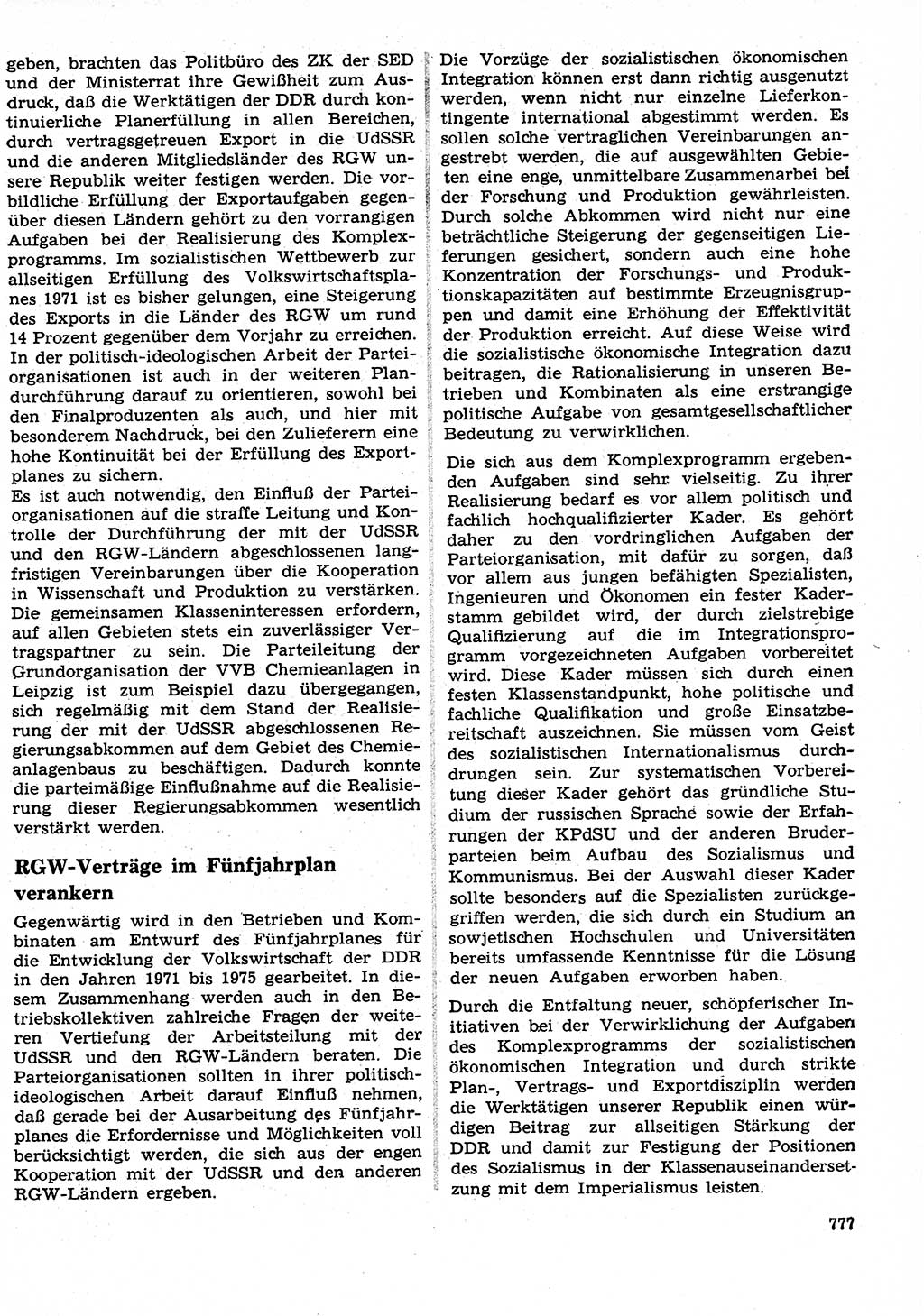 Neuer Weg (NW), Organ des Zentralkomitees (ZK) der SED (Sozialistische Einheitspartei Deutschlands) für Fragen des Parteilebens, 26. Jahrgang [Deutsche Demokratische Republik (DDR)] 1971, Seite 777 (NW ZK SED DDR 1971, S. 777)