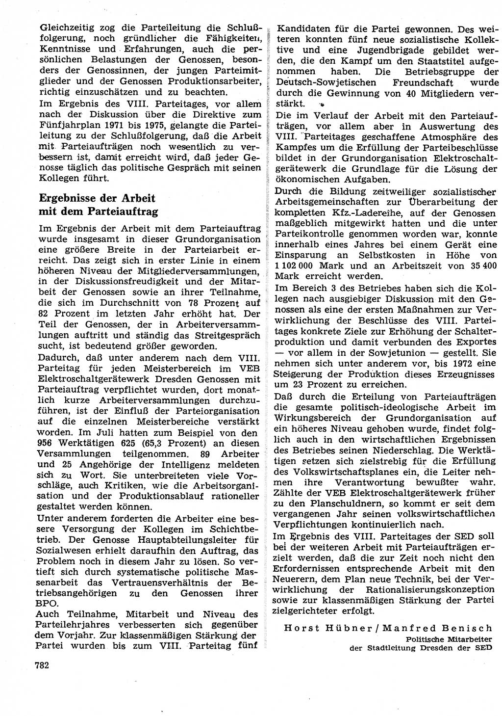 Neuer Weg (NW), Organ des Zentralkomitees (ZK) der SED (Sozialistische Einheitspartei Deutschlands) für Fragen des Parteilebens, 26. Jahrgang [Deutsche Demokratische Republik (DDR)] 1971, Seite 782 (NW ZK SED DDR 1971, S. 782)