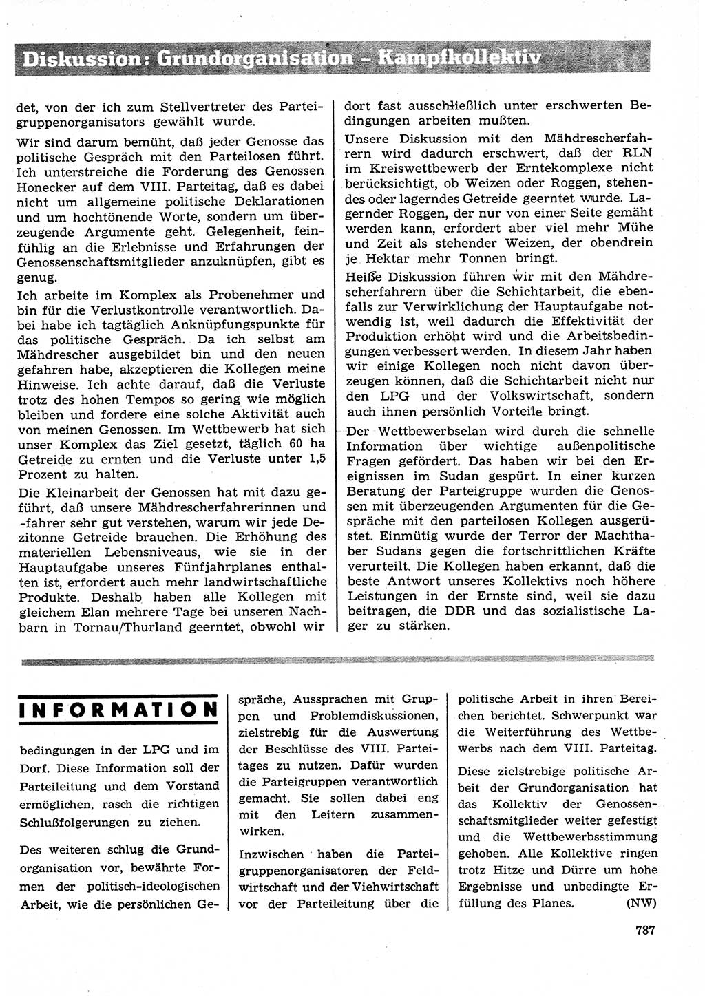 Neuer Weg (NW), Organ des Zentralkomitees (ZK) der SED (Sozialistische Einheitspartei Deutschlands) für Fragen des Parteilebens, 26. Jahrgang [Deutsche Demokratische Republik (DDR)] 1971, Seite 787 (NW ZK SED DDR 1971, S. 787)