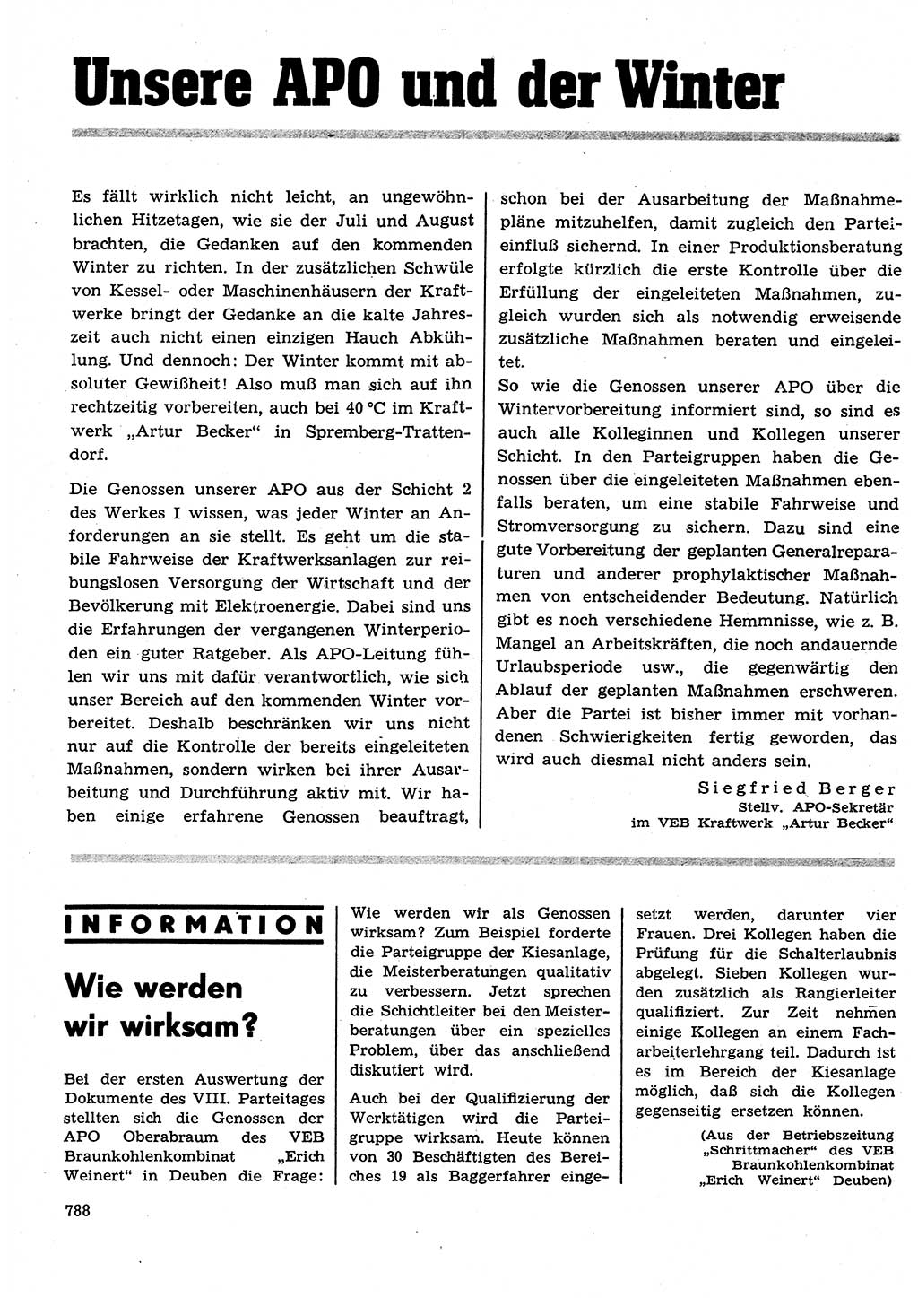 Neuer Weg (NW), Organ des Zentralkomitees (ZK) der SED (Sozialistische Einheitspartei Deutschlands) für Fragen des Parteilebens, 26. Jahrgang [Deutsche Demokratische Republik (DDR)] 1971, Seite 788 (NW ZK SED DDR 1971, S. 788)