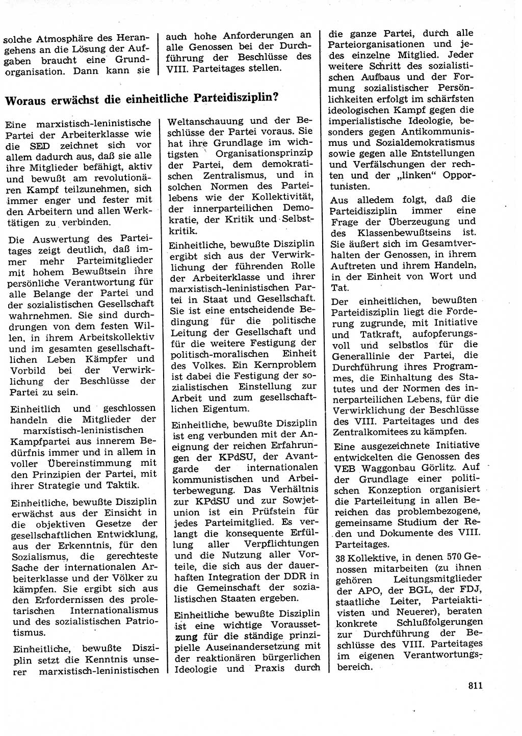 Neuer Weg (NW), Organ des Zentralkomitees (ZK) der SED (Sozialistische Einheitspartei Deutschlands) für Fragen des Parteilebens, 26. Jahrgang [Deutsche Demokratische Republik (DDR)] 1971, Seite 811 (NW ZK SED DDR 1971, S. 811)
