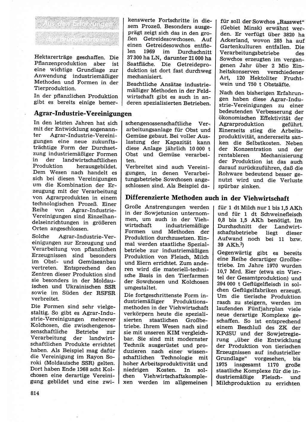 Neuer Weg (NW), Organ des Zentralkomitees (ZK) der SED (Sozialistische Einheitspartei Deutschlands) für Fragen des Parteilebens, 26. Jahrgang [Deutsche Demokratische Republik (DDR)] 1971, Seite 814 (NW ZK SED DDR 1971, S. 814)