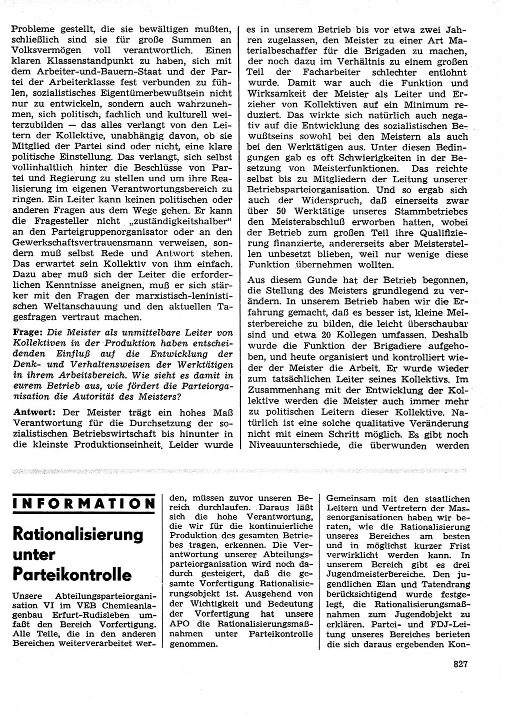 Neuer Weg (NW), Organ des Zentralkomitees (ZK) der SED (Sozialistische Einheitspartei Deutschlands) für Fragen des Parteilebens, 26. Jahrgang [Deutsche Demokratische Republik (DDR)] 1971, Seite 827 (NW ZK SED DDR 1971, S. 827)