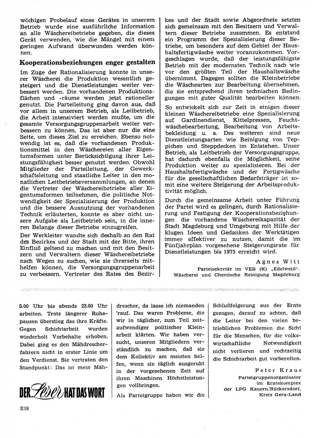 Neuer Weg (NW), Organ des Zentralkomitees (ZK) der SED (Sozialistische Einheitspartei Deutschlands) für Fragen des Parteilebens, 26. Jahrgang [Deutsche Demokratische Republik (DDR)] 1971, Seite 838 (NW ZK SED DDR 1971, S. 838)