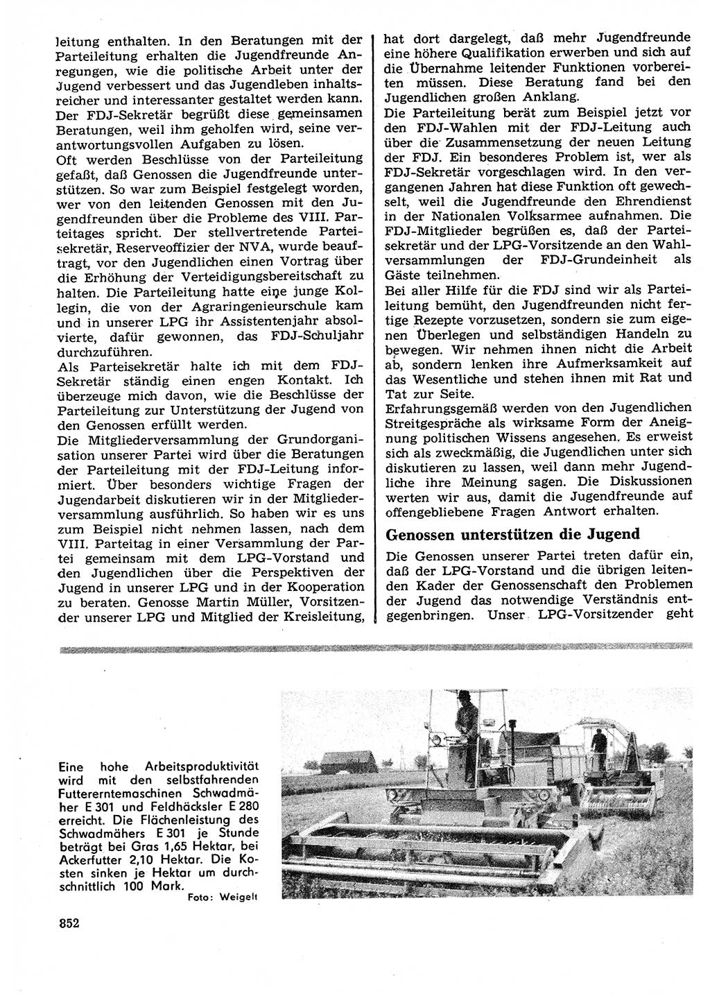 Neuer Weg (NW), Organ des Zentralkomitees (ZK) der SED (Sozialistische Einheitspartei Deutschlands) für Fragen des Parteilebens, 26. Jahrgang [Deutsche Demokratische Republik (DDR)] 1971, Seite 852 (NW ZK SED DDR 1971, S. 852)