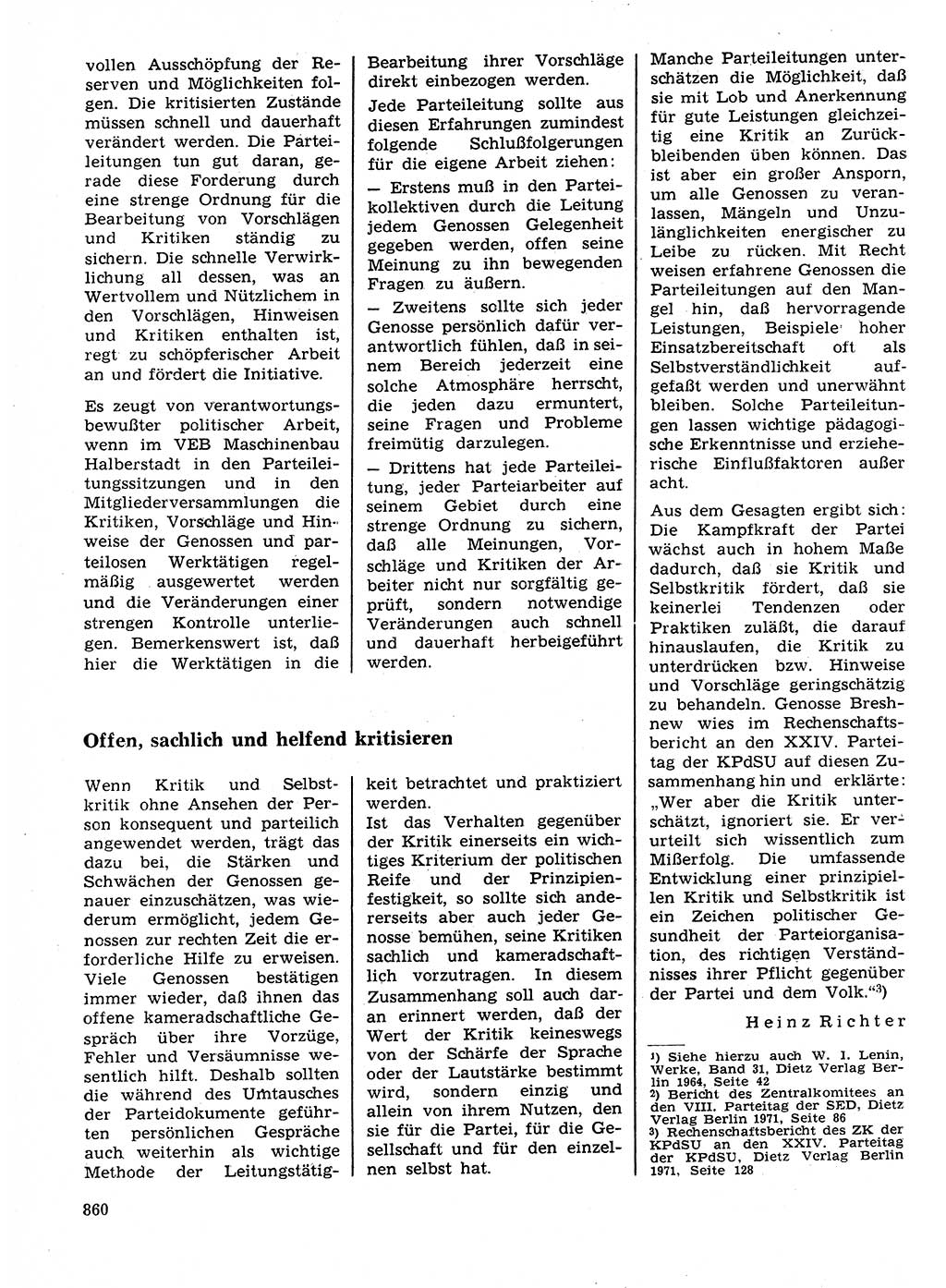 Neuer Weg (NW), Organ des Zentralkomitees (ZK) der SED (Sozialistische Einheitspartei Deutschlands) für Fragen des Parteilebens, 26. Jahrgang [Deutsche Demokratische Republik (DDR)] 1971, Seite 860 (NW ZK SED DDR 1971, S. 860)