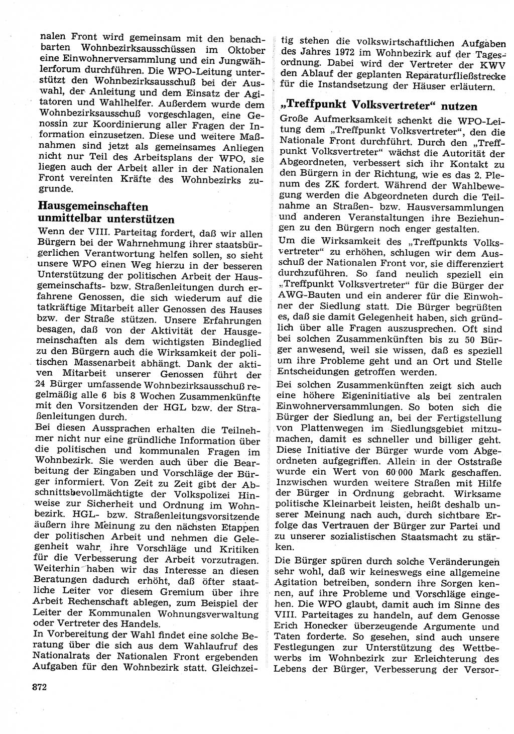 Neuer Weg (NW), Organ des Zentralkomitees (ZK) der SED (Sozialistische Einheitspartei Deutschlands) für Fragen des Parteilebens, 26. Jahrgang [Deutsche Demokratische Republik (DDR)] 1971, Seite 872 (NW ZK SED DDR 1971, S. 872)