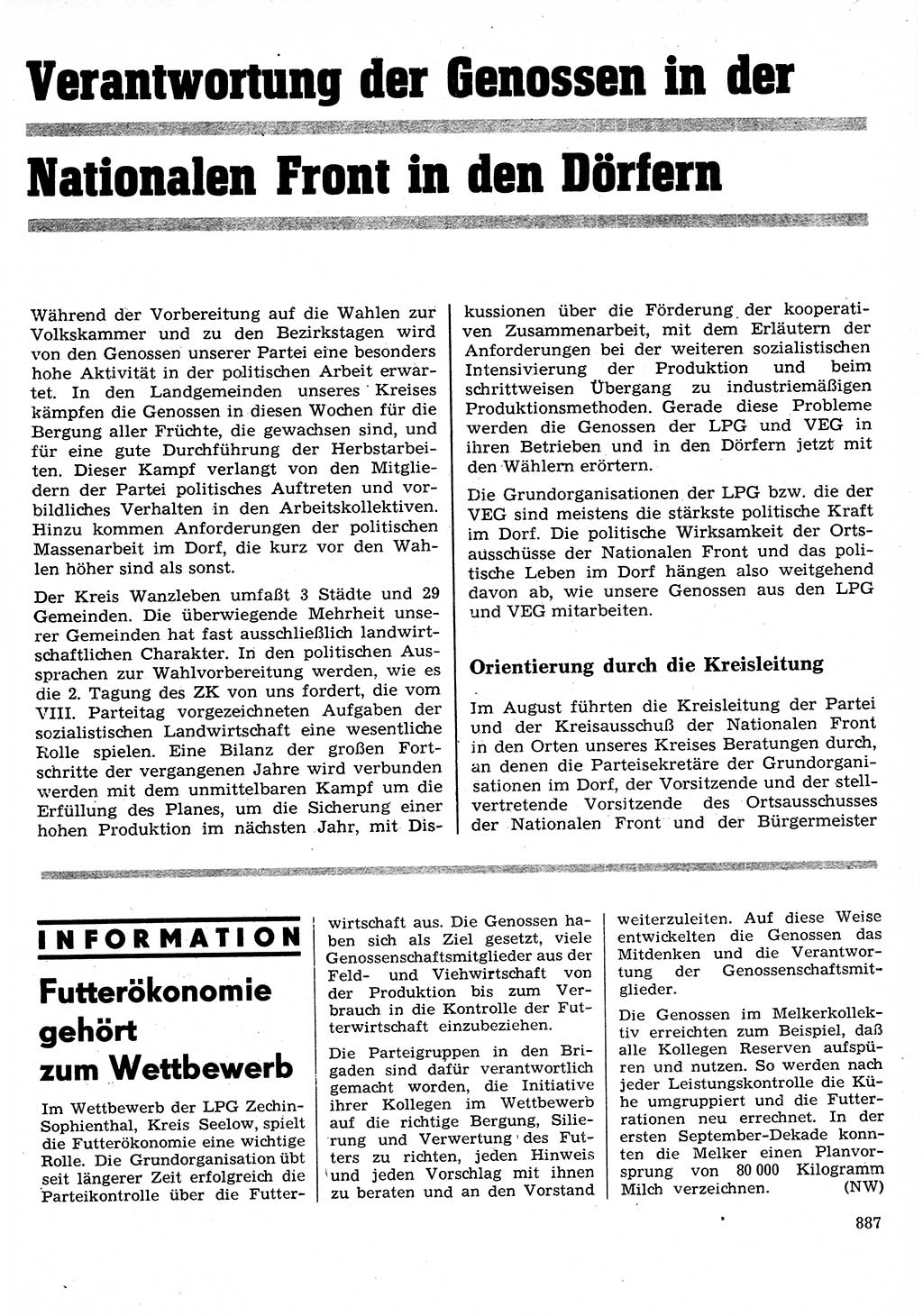 Neuer Weg (NW), Organ des Zentralkomitees (ZK) der SED (Sozialistische Einheitspartei Deutschlands) für Fragen des Parteilebens, 26. Jahrgang [Deutsche Demokratische Republik (DDR)] 1971, Seite 887 (NW ZK SED DDR 1971, S. 887)
