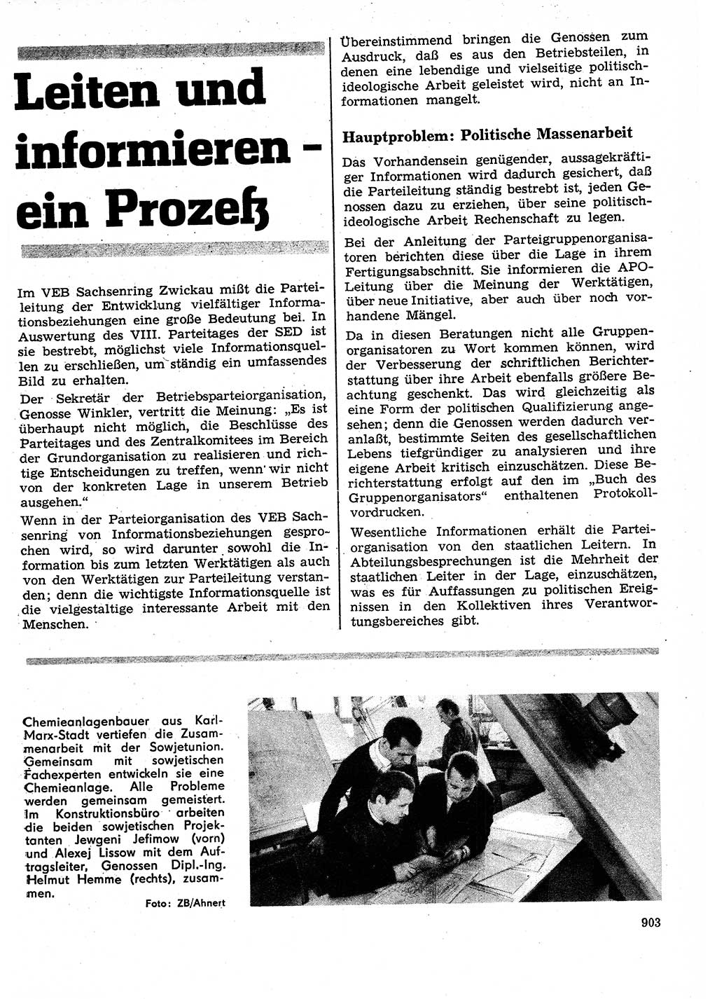 Neuer Weg (NW), Organ des Zentralkomitees (ZK) der SED (Sozialistische Einheitspartei Deutschlands) für Fragen des Parteilebens, 26. Jahrgang [Deutsche Demokratische Republik (DDR)] 1971, Seite 903 (NW ZK SED DDR 1971, S. 903)