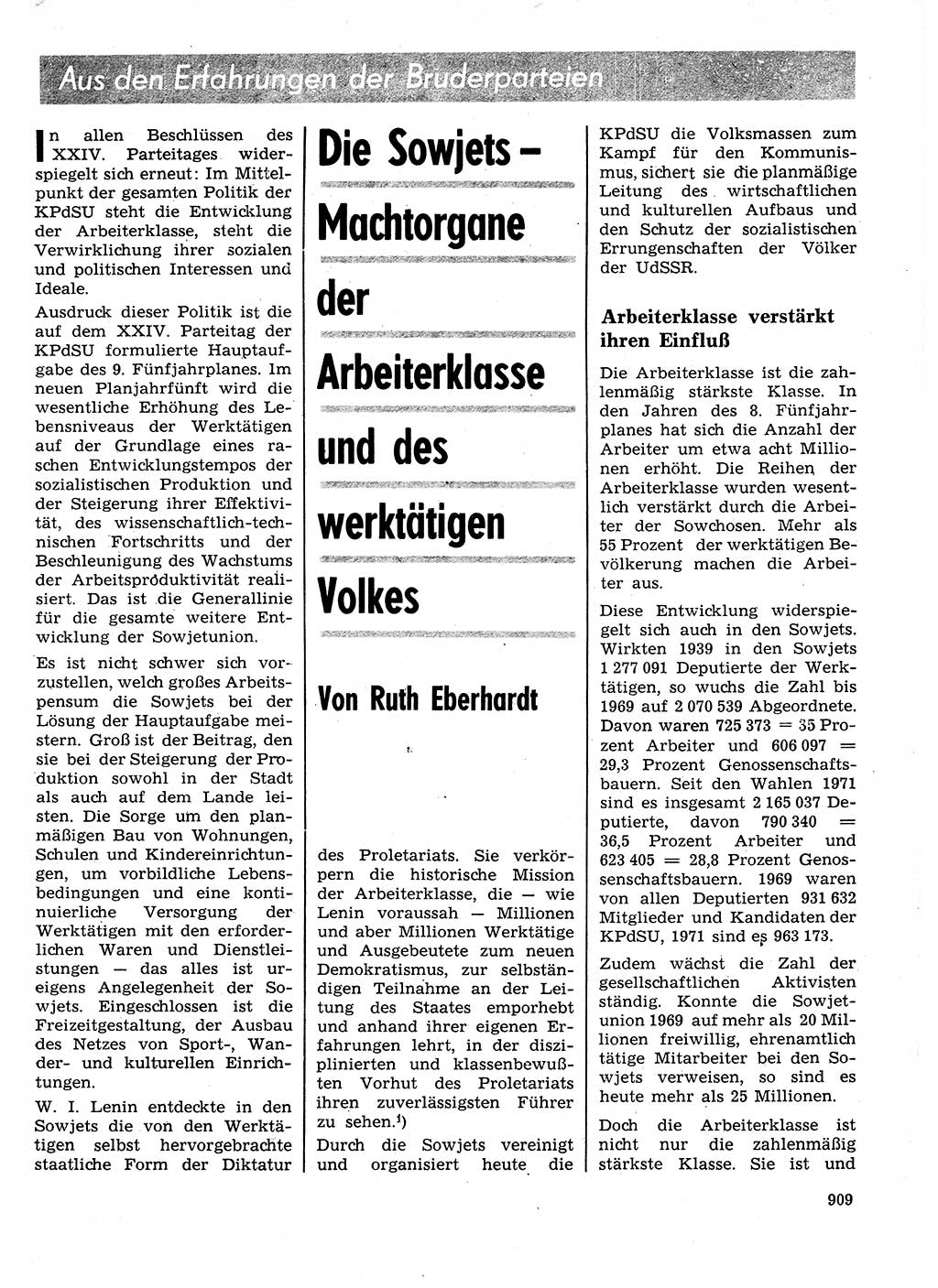 Neuer Weg (NW), Organ des Zentralkomitees (ZK) der SED (Sozialistische Einheitspartei Deutschlands) für Fragen des Parteilebens, 26. Jahrgang [Deutsche Demokratische Republik (DDR)] 1971, Seite 909 (NW ZK SED DDR 1971, S. 909)