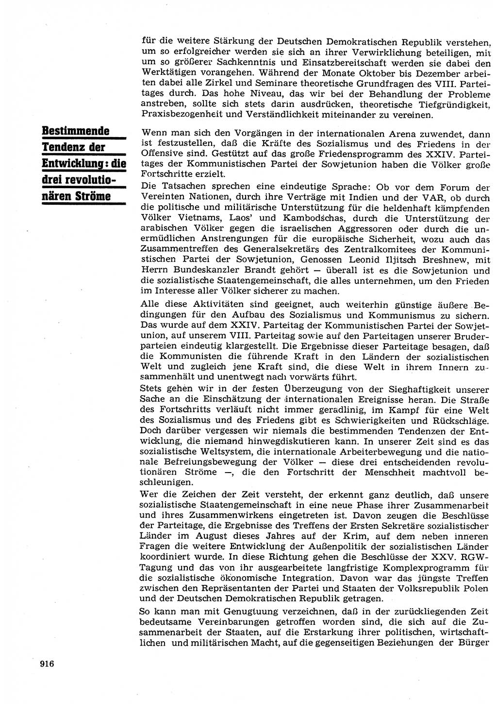 Neuer Weg (NW), Organ des Zentralkomitees (ZK) der SED (Sozialistische Einheitspartei Deutschlands) für Fragen des Parteilebens, 26. Jahrgang [Deutsche Demokratische Republik (DDR)] 1971, Seite 916 (NW ZK SED DDR 1971, S. 916)