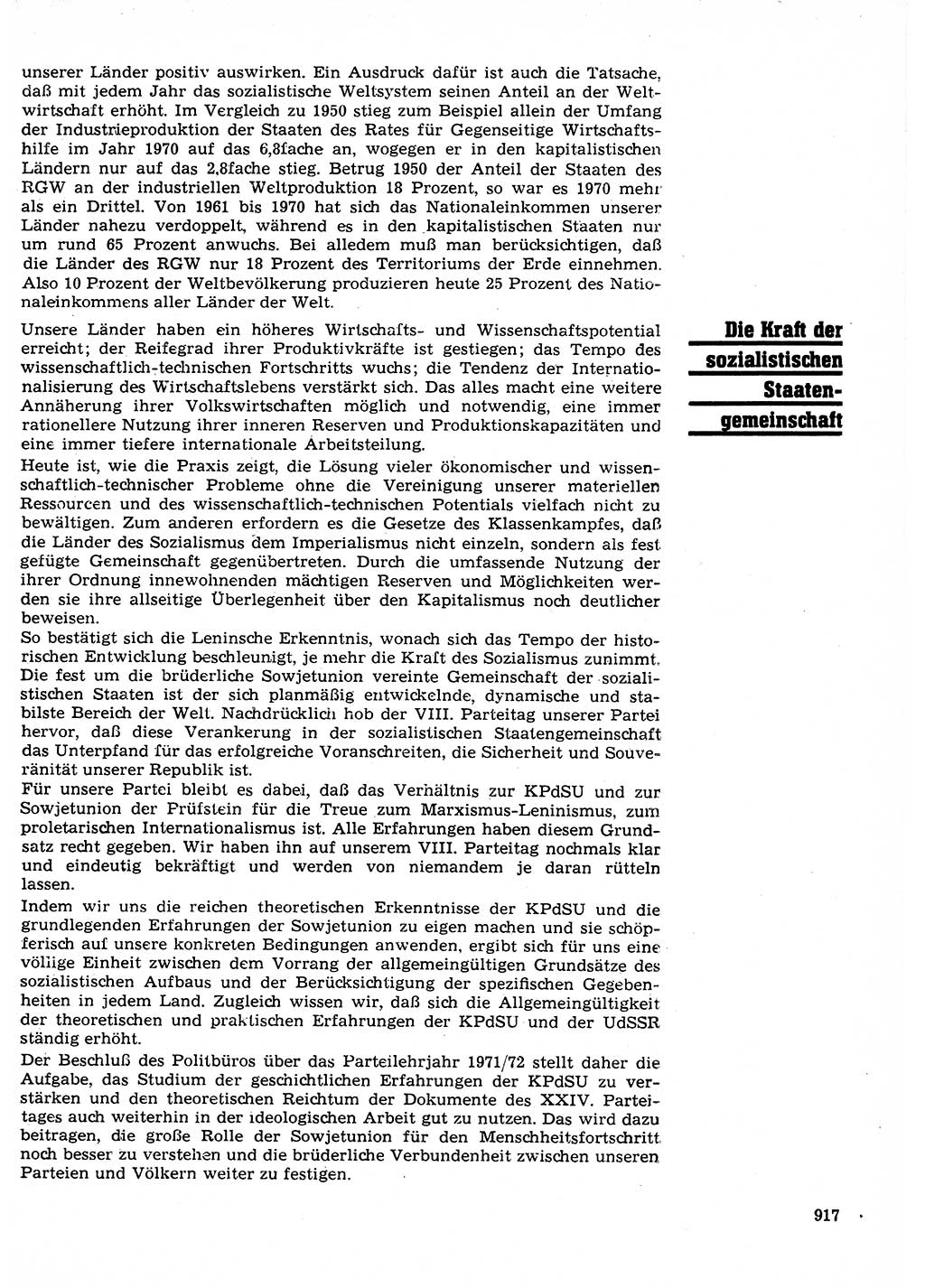 Neuer Weg (NW), Organ des Zentralkomitees (ZK) der SED (Sozialistische Einheitspartei Deutschlands) für Fragen des Parteilebens, 26. Jahrgang [Deutsche Demokratische Republik (DDR)] 1971, Seite 917 (NW ZK SED DDR 1971, S. 917)