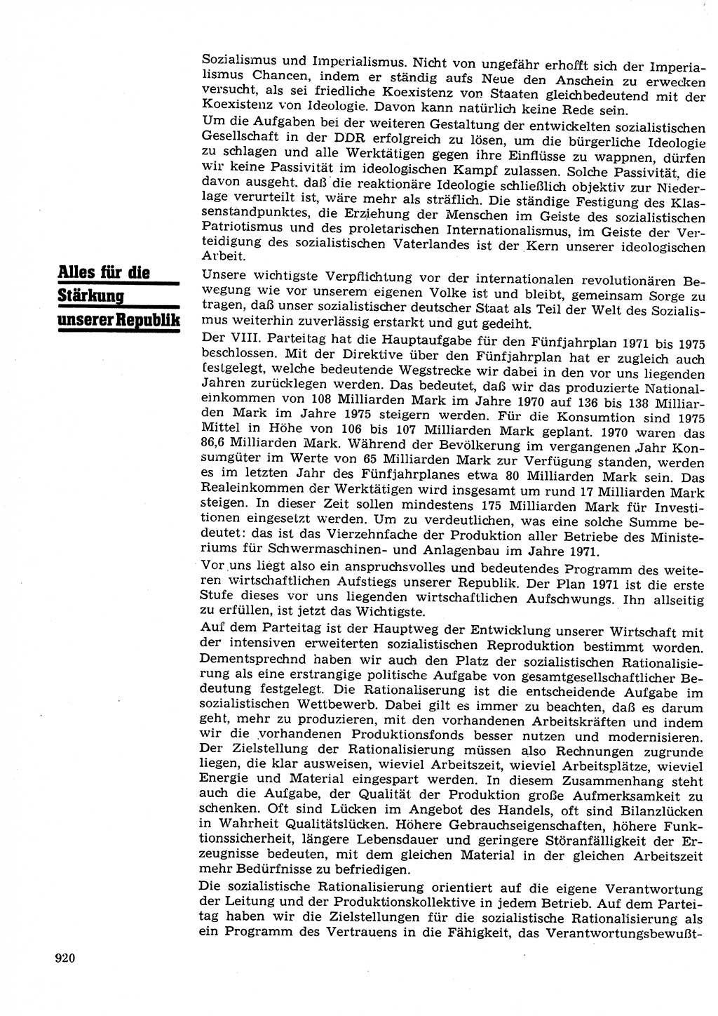 Neuer Weg (NW), Organ des Zentralkomitees (ZK) der SED (Sozialistische Einheitspartei Deutschlands) für Fragen des Parteilebens, 26. Jahrgang [Deutsche Demokratische Republik (DDR)] 1971, Seite 920 (NW ZK SED DDR 1971, S. 920)