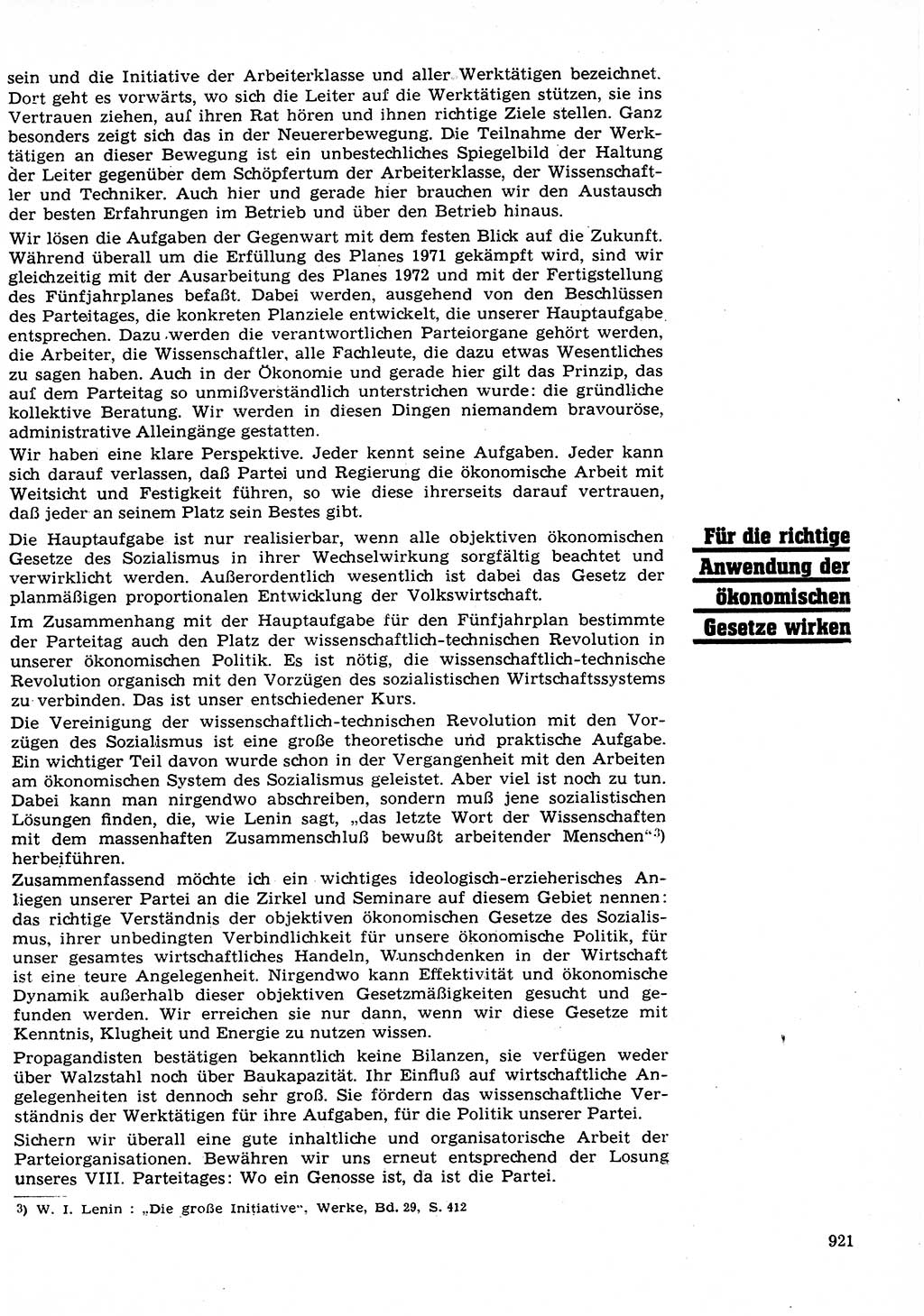 Neuer Weg (NW), Organ des Zentralkomitees (ZK) der SED (Sozialistische Einheitspartei Deutschlands) für Fragen des Parteilebens, 26. Jahrgang [Deutsche Demokratische Republik (DDR)] 1971, Seite 921 (NW ZK SED DDR 1971, S. 921)